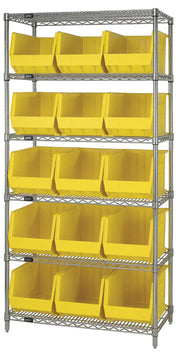 QUANTUM STORAGE SYSTEMS Yellow / 18L x 11W x 10H / Ultra Stack & Hang Open Storage Bins