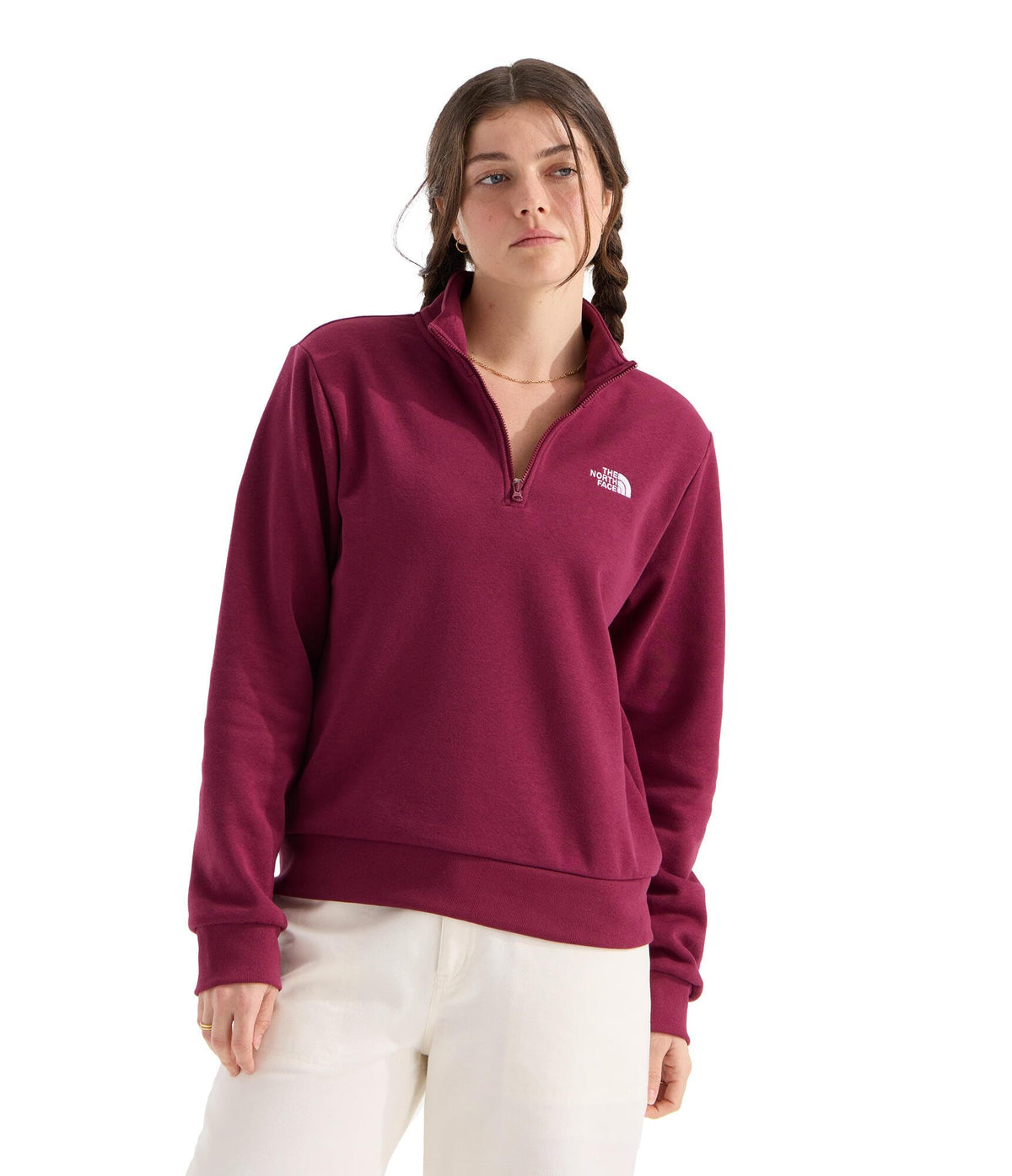 Women's Evolution Simple Dome 1/4 Zip by The North Face – XX-Large, Cotton, Burgundy Crush, Model NF0A8ET5MVO