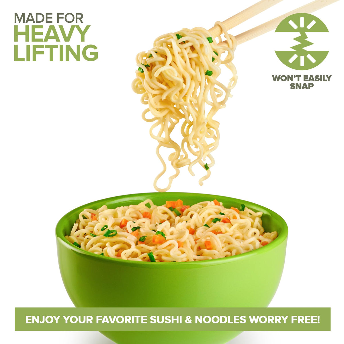 Disposable Bamboo Chopsticks (50 Count) by Stock Your Home – 50 Pack, Bamboo, Green, Pack of 50, Model 2571