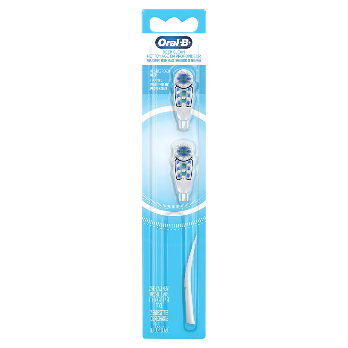 Deep Clean Battery Powered Toothbrush Replacement Brush Heads Refill by Oral-B – 1 Count (Pack of 2), Nylon, White, Pack of 2, Model 3742786