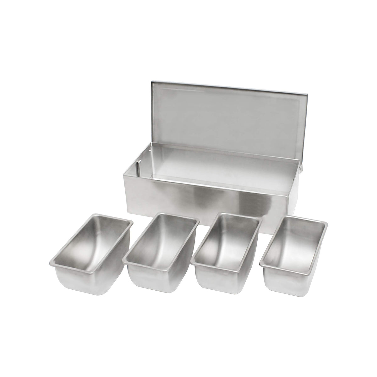 Thunder Group Bar Condiment Dispenser Countertop Design 4-compartment by Excellante – 6-1/2 by 12-1/2 by 4-Inch, Stainless Steel, Silver, Model SSCD004