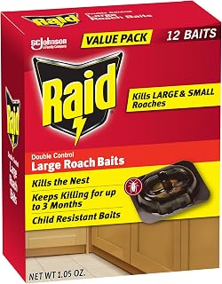 Raid Large Roach Baits, Child Resistant, For Indoor Use, Kills Roaches for 3 Months, 12 Count
