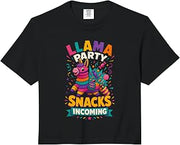Llama Party Snacks Incoming Fiesta Celebration Comfort Colors Crop Top