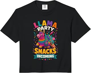 Llama Party Snacks Incoming Fiesta Celebration Comfort Colors Crop Top