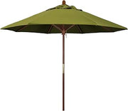 California Umbrella 9' Round Hardwood Frame Market Umbrella, Stainless Steel Hardware, Push Open, Kiwi Olefin