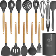 Oannao Silicone Utensil Set, Heat Resistant to 446F, Gray