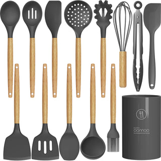 Oannao Silicone Utensil Set, Heat Resistant to 446F, Gray