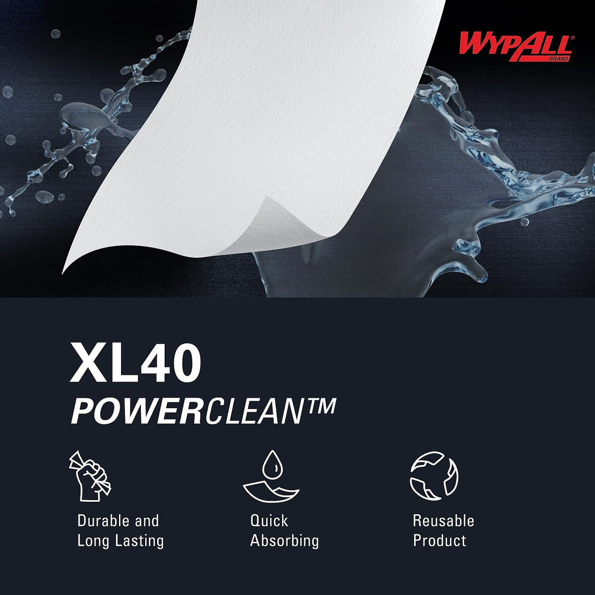 KIM05701CT - L40 Cleaning Wipe by Wypall – 12.50" x 13", White, Pack of 56, Model 7471