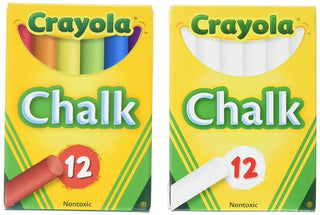 Non-Toxic White Chalk(12 ct box)and Colored Chalk(12 ct box) Bundle by Crayola – 24 Count (Pack of 1), Calcium Carbonate, White, Model 51-0320/CPK1
