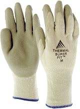Super-Fit Thermal Work Gloves with Natural Rubber Coated Palm Grey Knit - Medium, 1 Pair