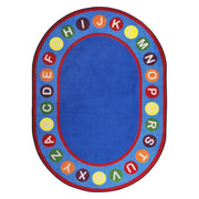 Kid Essentials Alphabet Spots Blue/Red Area Rug by Joy Carpets – Round 13'2", Model 1786XLE