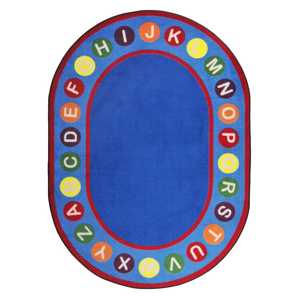 Kid Essentials Alphabet Spots Blue/Red Area Rug by Joy Carpets – Round 13'2", Model 1786XLE