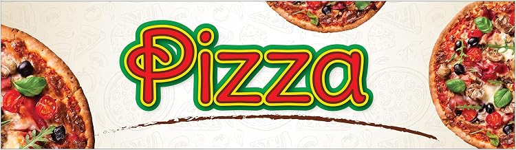 Winco EDM-2PZS, 5-3/4" X 16-1/8" Rectangular Plastic Pizza Sign for EDM-2, Food Display, Pizza Merchandiser