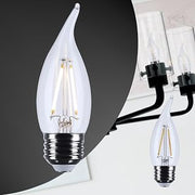 Satco 5.5W CA10 LED Light Bulb 5000K Natural Light 500 Lumens Clear Flame Tip 300 Degree Beam E26 Medium Base 92 CRI Dimmable Wet Rated IP65 Enclosed Fixture Rated 120V S12513