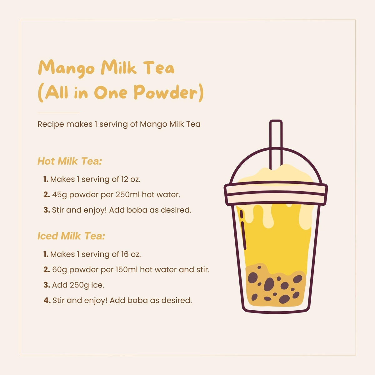 Bossen Mango / 35.2 Ounce (Pack of 1) / 1 Bubble Tea Kits