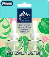 Glade PlugIns Refills Air Freshener, Lush Greens & Water Lotus, Scented and Essential Oils for Home and Bathroom, 1.34 Fl Oz (Pack of 6)