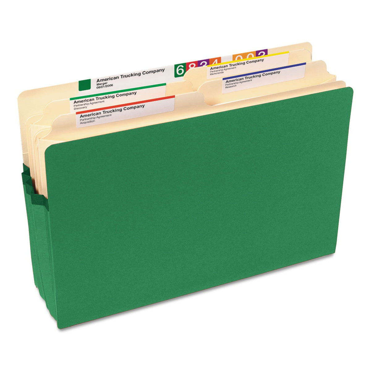 Drop Front Panel Colored File Pockets (Smead) – Legal, Colored stock, Green, Model SMD74226