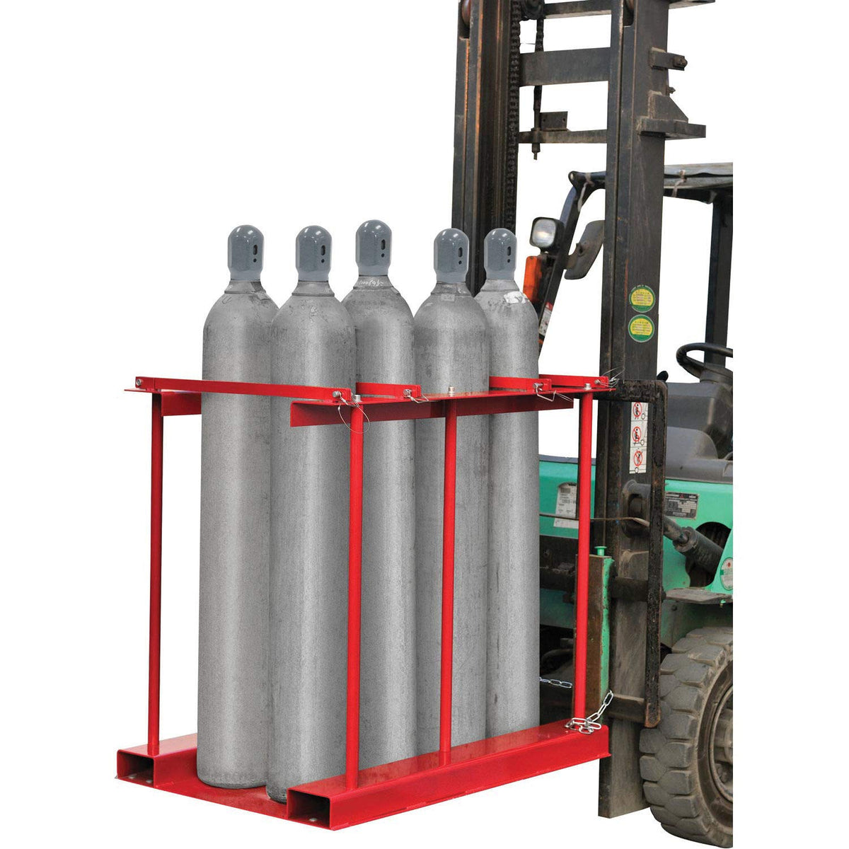 Stationary Forkliftable Cylinder Storage Caddy with by Global Industrial – 34" W x 43" D x 41" H, Alloy Steel, Red, Model 270219