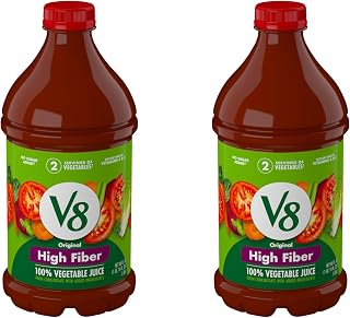V8 High Fiber Original 100% Vegetable Juice, 46 fl oz Bottle (Pack of 2)