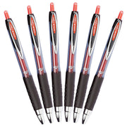 Signo Gel 207 Rollerball Pens by Uni-Ball – 1 Count (Pack of 6), Stainless Steel, Red