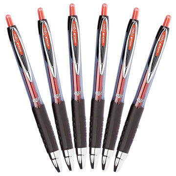 Signo Gel 207 Rollerball Pens by Uni-Ball – 1 Count (Pack of 6), Stainless Steel, Red