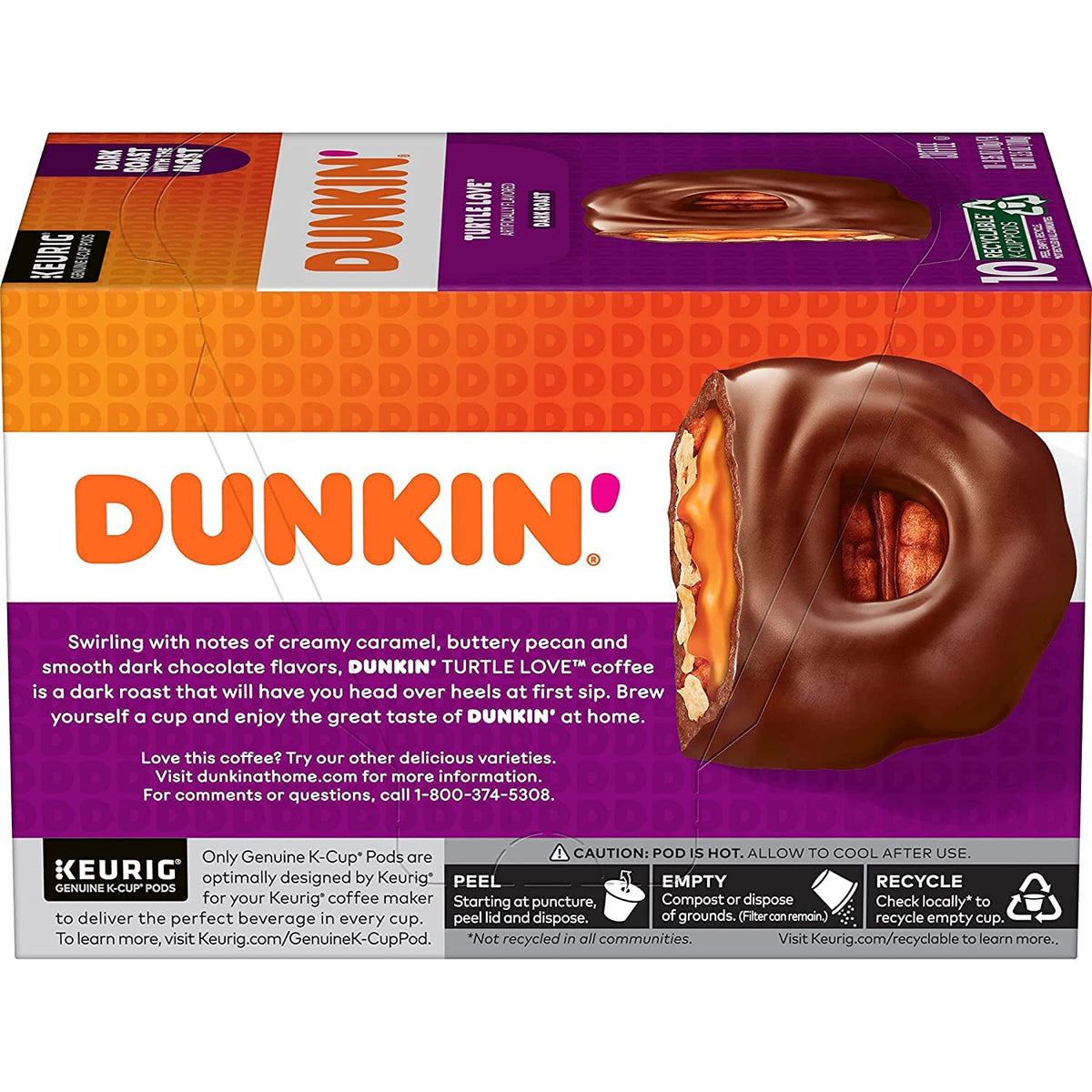 Turtle Love Flavored K Cups by Dunkin' – 10 Count (Pack of 1)