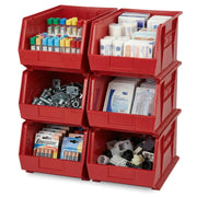 QUANTUM STORAGE SYSTEMS Red / 18L x 11W x 10H / Ultra Stack & Hang Open Storage Bins