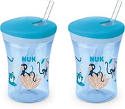NUK Evolution Straw Cup, Blue 8 Ounce (Pack of 2)