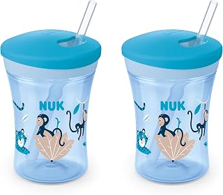 NUK Evolution Straw Cup, Blue 8 Ounce (Pack of 2)