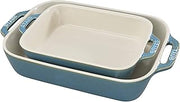 STAUB 2-Pc Ceramic Baking Dish Set, Oven Safe Up To 570°F, Turquoise | Oven-to-Table for Casseroles, Lasagnas, & Roasting. Dishwasher Safe. Includes Baking Dish: 7.5 x 6" & 10.5 x 7.5"