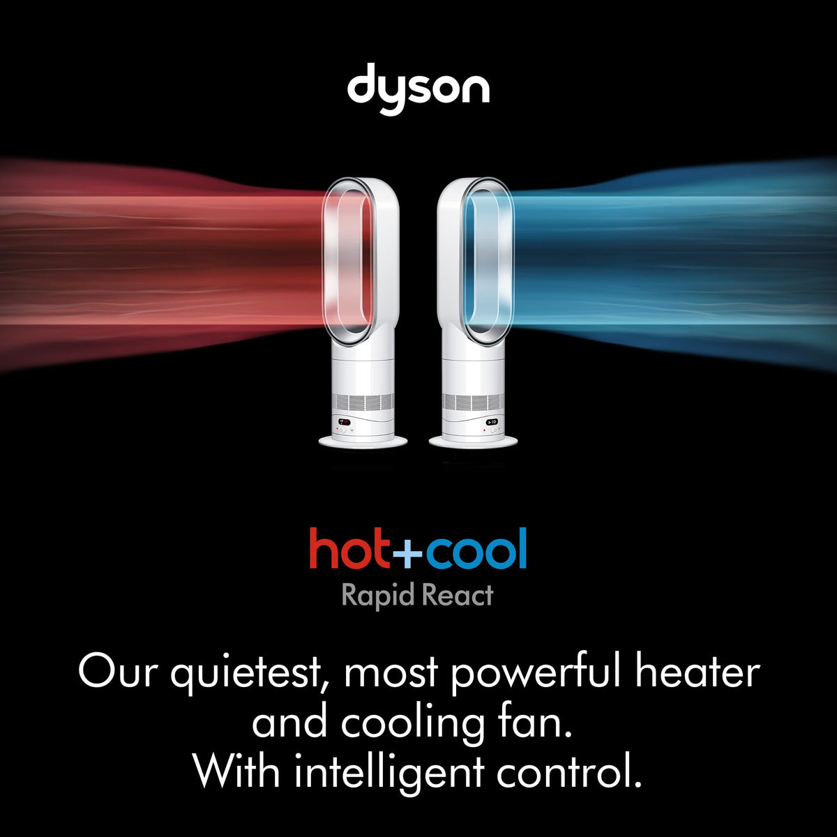 Hot+Cool™ HF1 Rapid React heater fan (White/Silver) by Dyson – Small, White/Silver, Model 602800-01