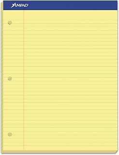 Ampad Evidence Dual Pad, Narrow/Margin Ruled, Size 8.5 x 11.75 Inches, Canary Paper, 100 Sheets Per Pad (20-246),