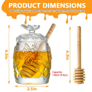 Kanpura Crystal Honey Jar with Dipper, 4.5 oz, Butterfly