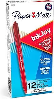 Paper Mate InkJoy 100RT Ballpoint Pens, Retractable, Medium Point (1.0mm), Red Ink, 12 Count - Ultra Smooth Ink, Teacher Supplies