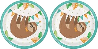 Creative Converting "Sloth Party Dessert Plates, 8 ct, 7"", Multicolor (Pack of 2)