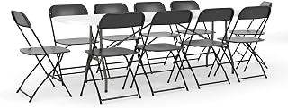 Flash Furniture Plastic Bi-Fold Folding Table with 10 Chairs, Granite White | Folding Chairs, Durable Construction, Commercial Use