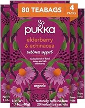 Elderberry & Echinacea Organic Herbal Tea by Pukka – 20 Count (Pack of 4), Pack of 4, Model 69632936