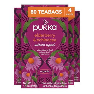 Elderberry & Echinacea Organic Herbal Tea by Pukka – 20 Count (Pack of 4), Pack of 4, Model 69632936
