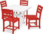 Polywood La Casa Café Dining Set, Sunset Red/White