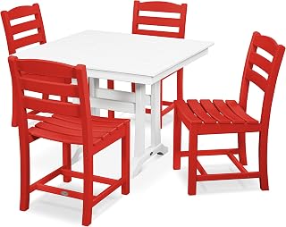Polywood La Casa Café Dining Set, Sunset Red/White