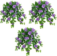 Nearly Natural 24in. UV Resistant Artificial Azalea Hanging Plant (Indoor/Outdoor) - Set of 3
