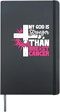 God Is Stronger Than Breast Cancer Awareness Christian Faith Hardcover Journal, Black