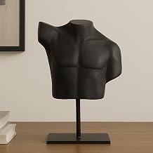 Victor Sculpture, Freeform Cast Aluminum Torso, Iron Stand, Aged Black