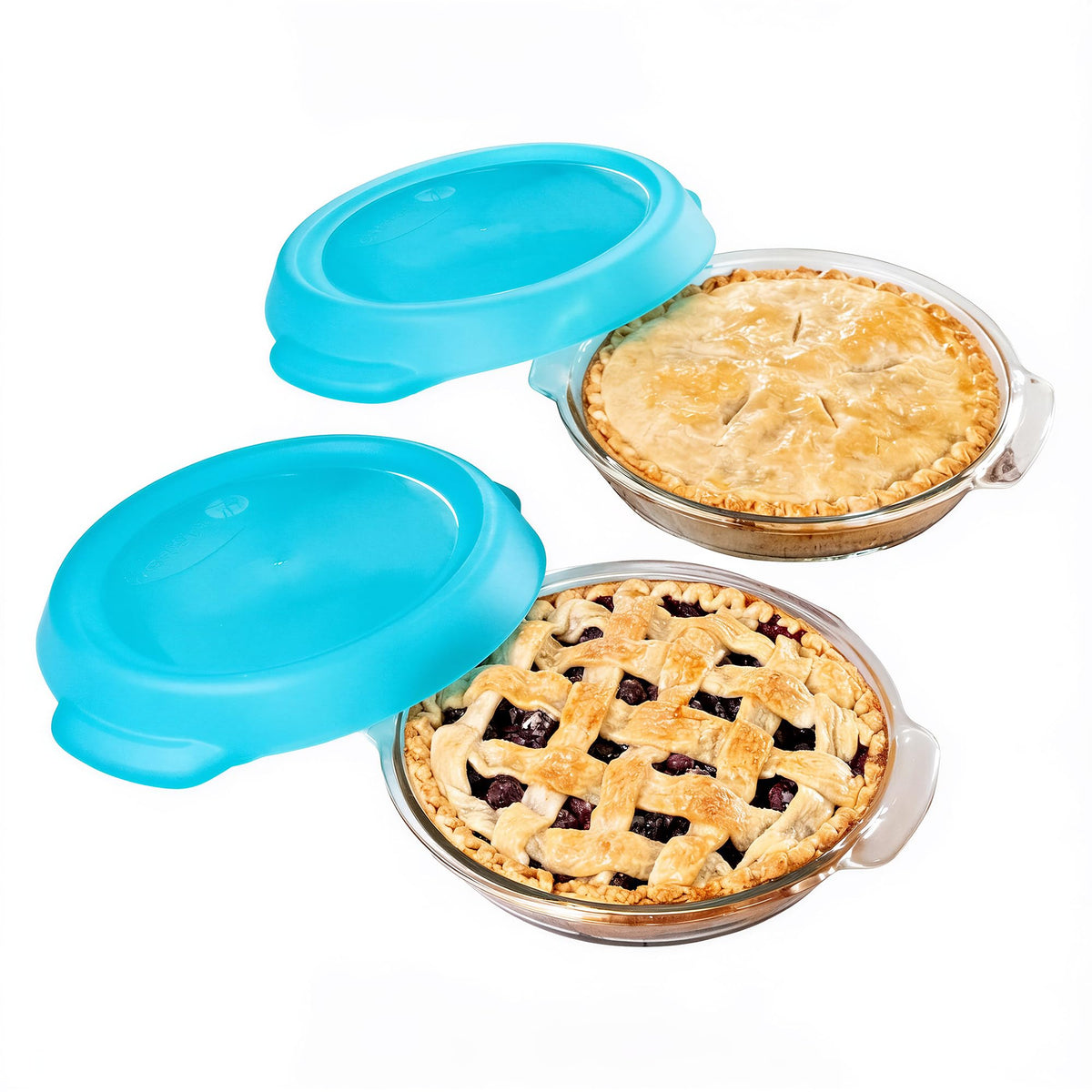 Libbey Premium Glass Pie Plates, 9 Inch Round with Lids, Set of 4