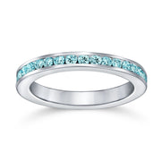 Channel Set Aqua CZ Eternity Band Ring Sterling Silver Stacking by Bling Jewelry – 6, Metal, Aqua, Model SI-RC102000-AQ-6