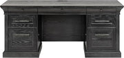 Traditional Wood Executive Desk, Storage Office Credenza, Fully Assembled, Black