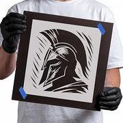 Ancient Spartan Warrior Helmet Stencil - 6 Inch - Crafts, Cards & DIY Projects - Durable 14 Mil Mylar Plastic Template