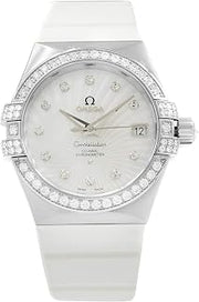 Omega Constellation 18k White Gold MOP Dial Diamond Watch 123.57.35.20.55.005