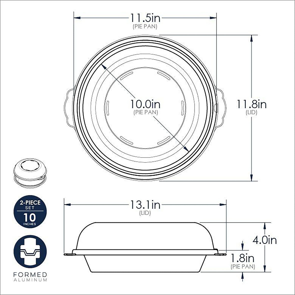 Nordic Ware Natural / 10" Pie Pan + Lid / 10-Inch Diameter (Pack of 4) Pie Pans