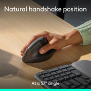 Wave Keys & Lift Vertical Mouse - Ergonomic Wireless Keyboard and Mouse Combo - with Cushioned Palm Rest by Logitech – One Size, Graphite, Model 920-013610